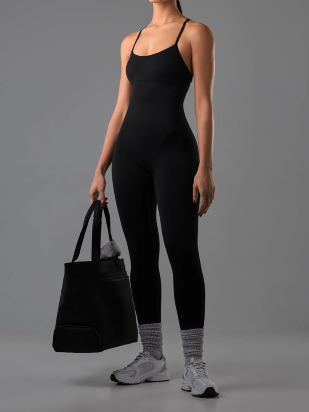 Prozis Black Seamless Strappy Jumpsuit